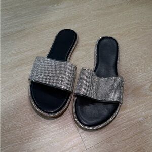 Black & rhinestone sandals